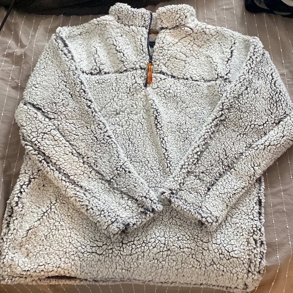 White with grey sherpa